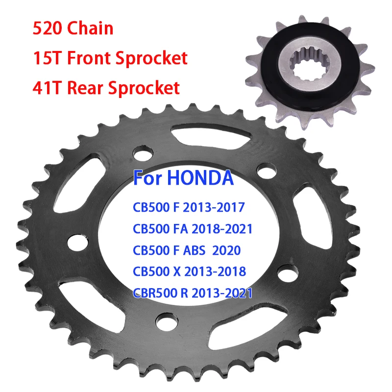 

520 Chain 15T Front 41T Rear Sprocket for HONDA CB 500 CB500 2013-2021 CBR500 CBR 500 2013-2021 CB500F CB500FA CB500X CBR500R