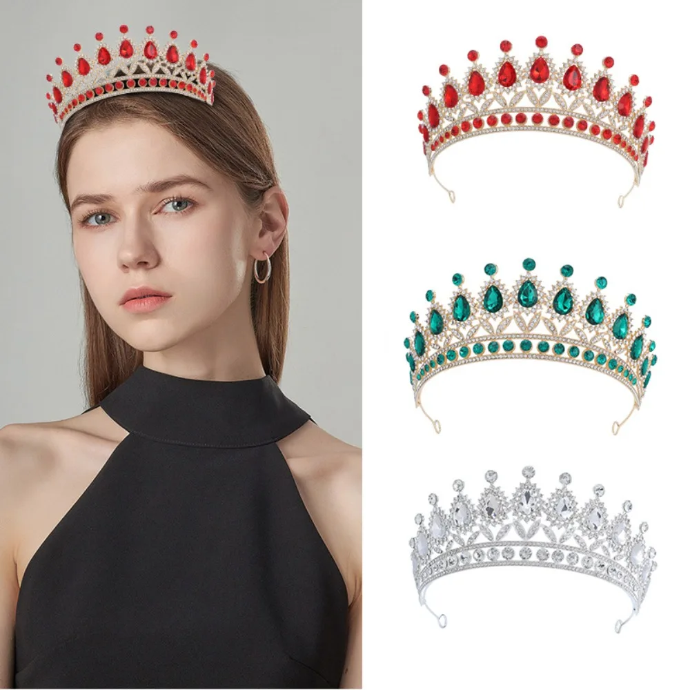 

Rhinestone Baroque Pageant Crowns Luxury Crystal Cake Decorations Queen Princess Tiara Round Size Hair Jewelry Bridal Crowns