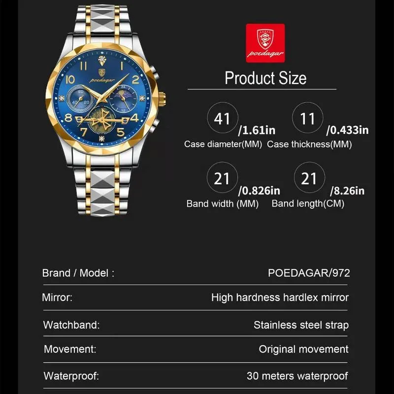Swiss-reloj multifuncional para hombre, cronógrafo de cuarzo, resistente al agua, luminoso, a la moda, nuevo