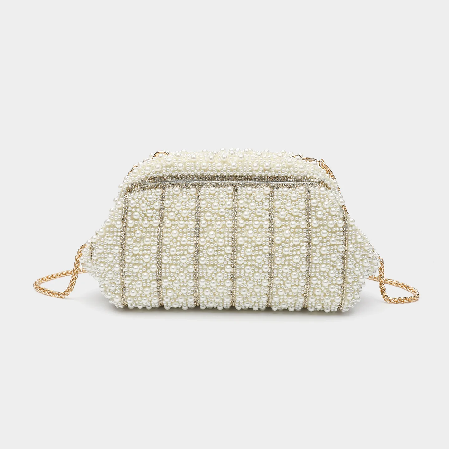 

Fashionable Pearl Embellished Dinner Crossbody Handbag Women's Single Shoulder Slant Carry Bag Clip-On Bag Elegant Lady Purse