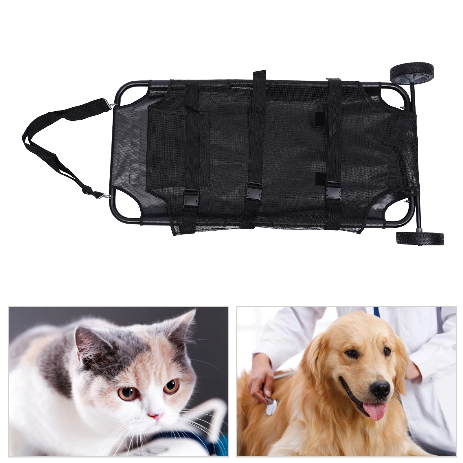 

Black Animal Stretcher Pet Trolley Load Capacity Load Capacity 50kg/110lbs Adjustable Shoulder Strap for Pet Rescue Works