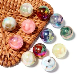 10pcs/lot 16mm Acrylic Round Beads Plated Color Spacer Bead for Jewelry Making DIY Necklace Bracelets Phone Chain Accessories