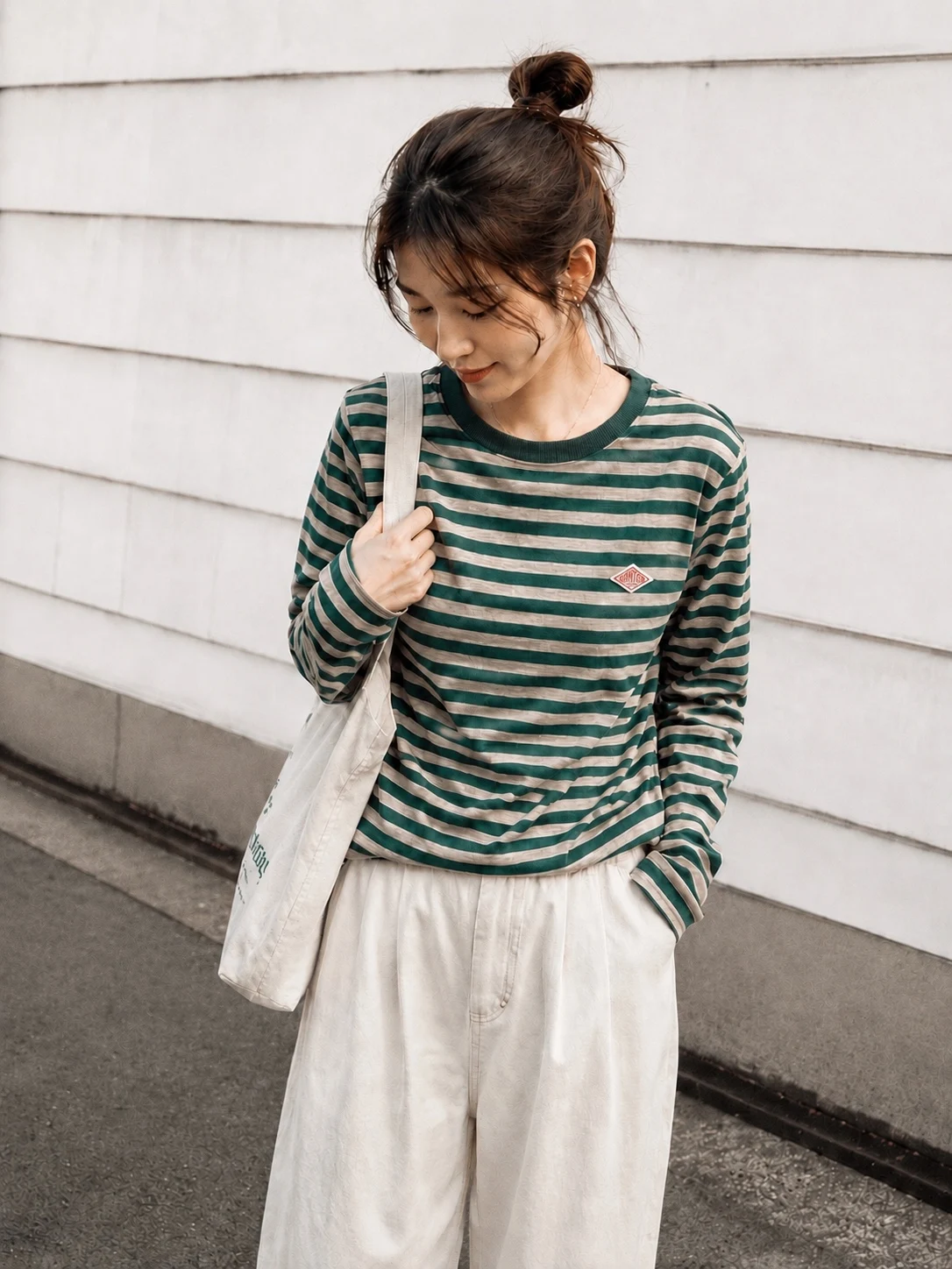 DANTON Japanese-style color-block striped crew neck short-sleeve T-shirt, unisex, casual and versatile for everyday wear