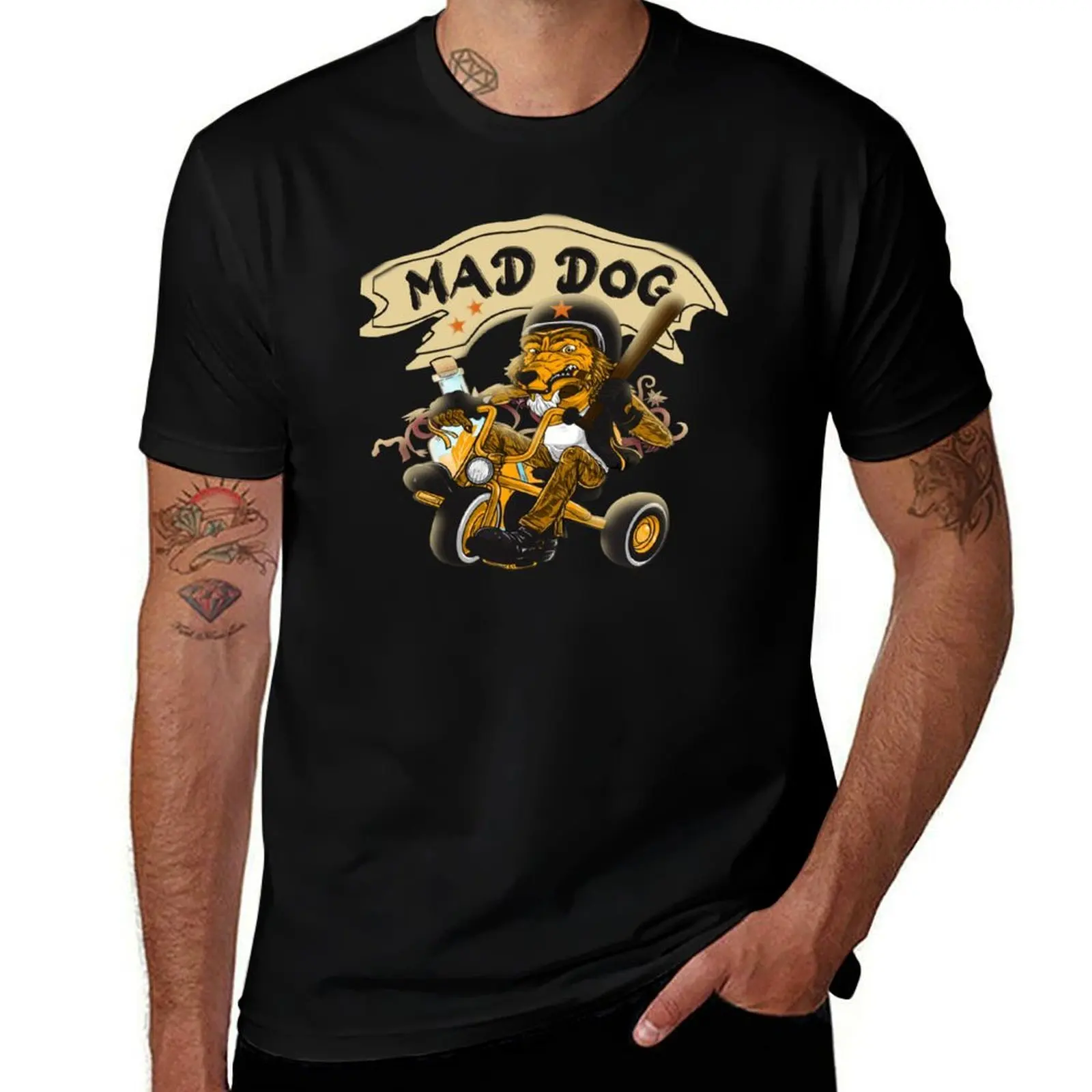 

Mad Dog Motorbike Rider T-Shirt t shirt man plain cotton t shirts man 100% T-Shirt