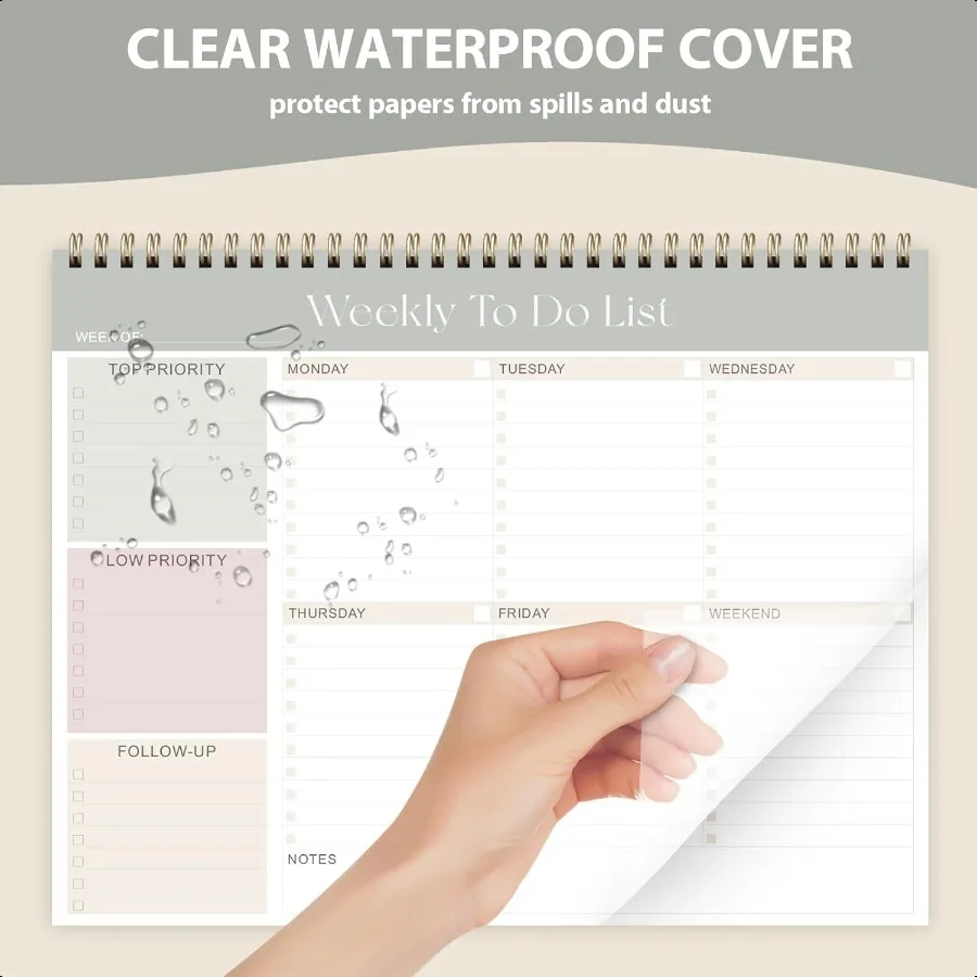 Weekly To Do List Notepad Undated Planner with 52 Sheets 8.5''x11'' Desk Weekly Planner for Women Man Home School Work (AGreen)