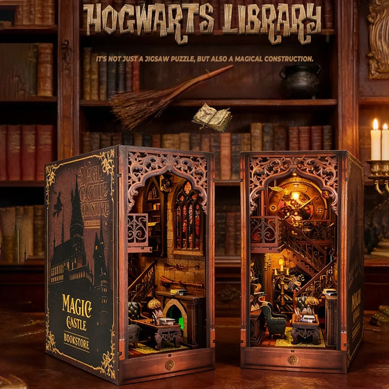 Modèles de construction 3D stéréoscopiques à assembler soi-même, bibliothèque magique, puzzle avec éclairage, étagère à livres, cadeaux pour amis, jouets et loisirs