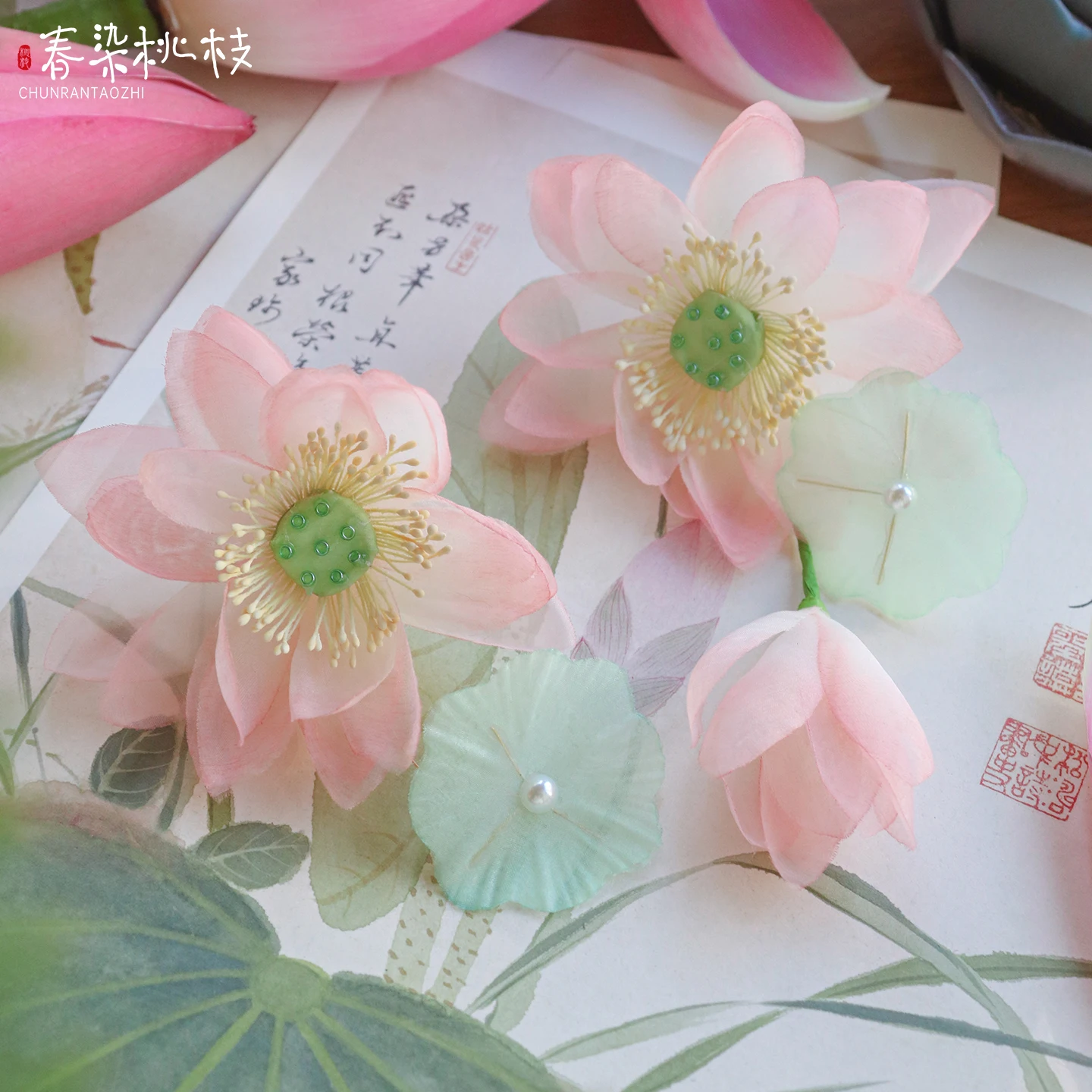 

Заколка для волос в форме лотоса ручной работы, шелковая пряжа, антикварный зажим, головной убор, сказочное лето, универсальные аксессуары ханьфу