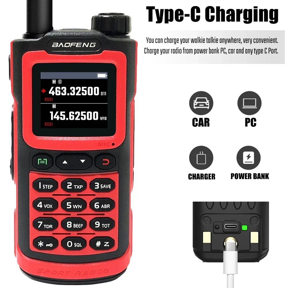 Baofeng-Walkie Talkie Portátil de Longo Alcance, Rádio Presunto, Frequência de cópia, Rádio bidirecional, UV-G30 Pro V1, 10W, 50km, 2pcs