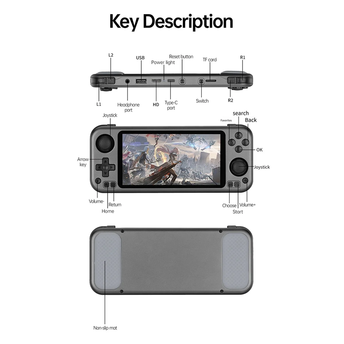 Open Source Handheld Game Console 5.0 Inch HD IPS Touch S n Game Console Double Joystick Rg3566 Retro Arcade B