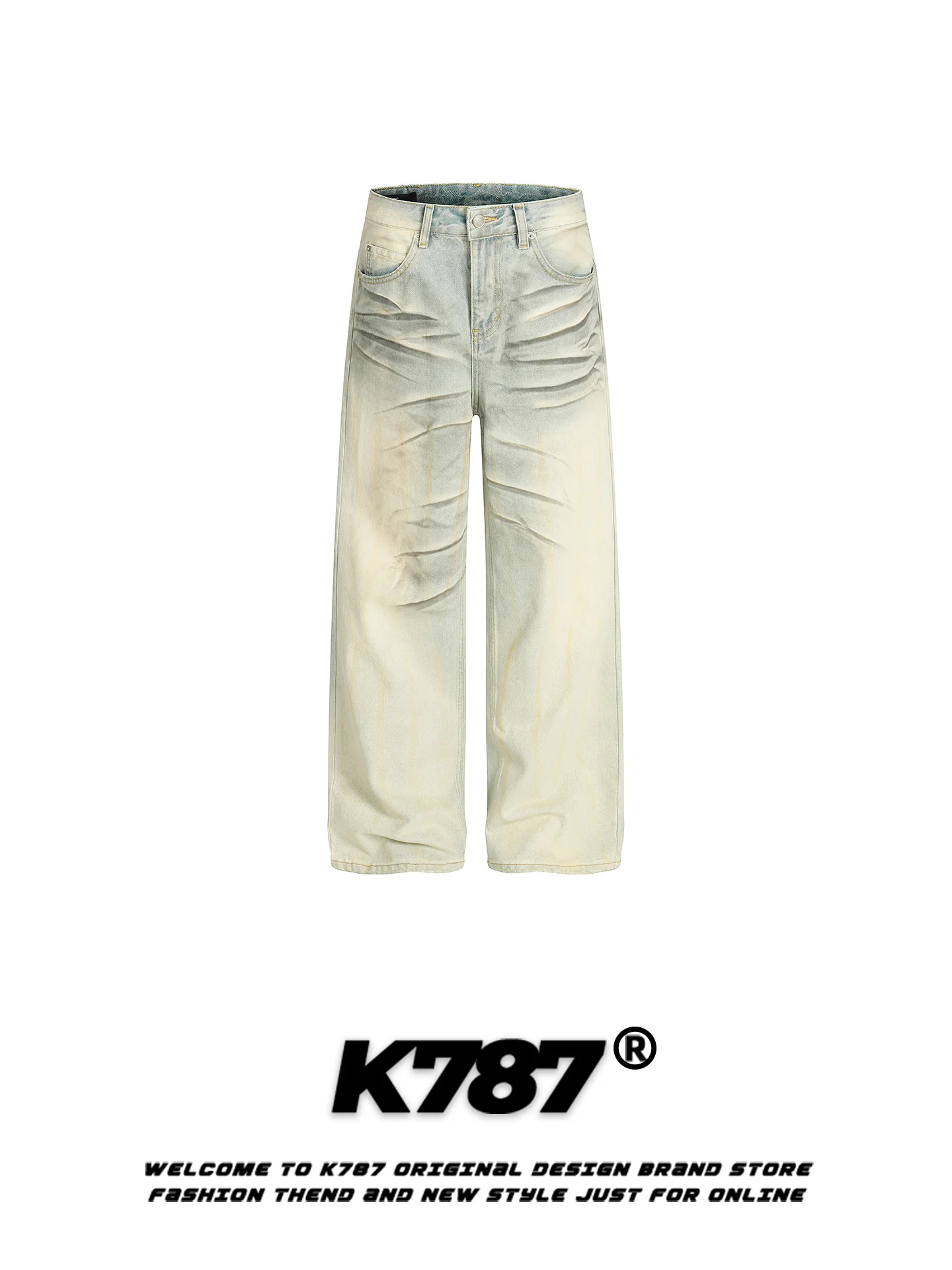 

Джинсы K787 в американском ретро-стиле, прямые, свободные, с высокой талией, повседневные, стройнящие, унисекс, уличная мода, брюки в пол, из смесового хлопка