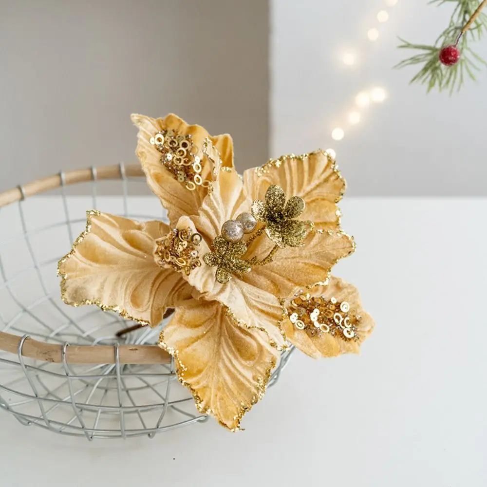 Hochwertige Stoff Kunststoff Weihnachten künstliche Blumen DIY Dekoration 22cm gefälschte Blumen Ornamente Weihnachten Baums chmuck Weihnachten