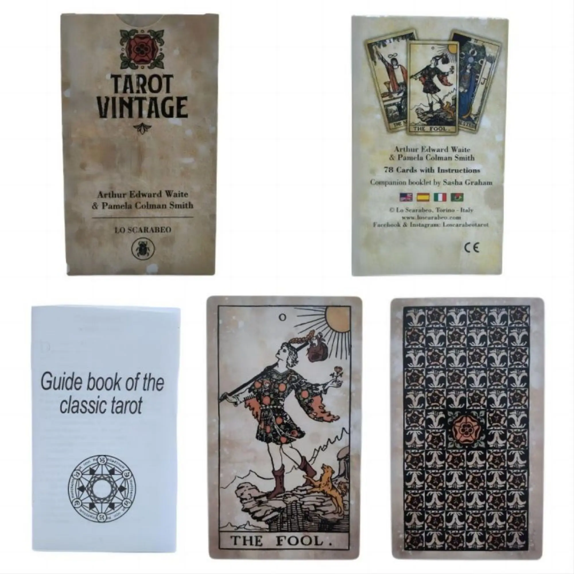 Tarot 12x7cm Vintage Runes Divination High Quality Cards English Deck Learning Prophet for Beginners with Paper Guide Book