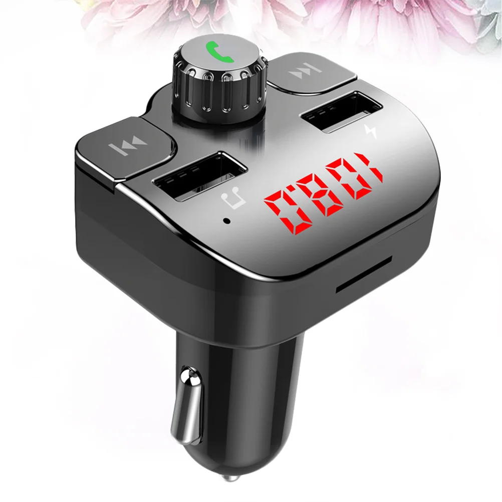 

1pc Dual Usb Fm Transmitter Mp3 Playback Car Voltage Display Red Led Auto Music Player Car Fm Player