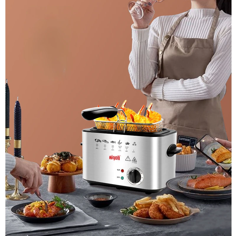 Multifunctional fryer household small fryer electric fryer mini small oil-saving fried chicken fryer constant temperature