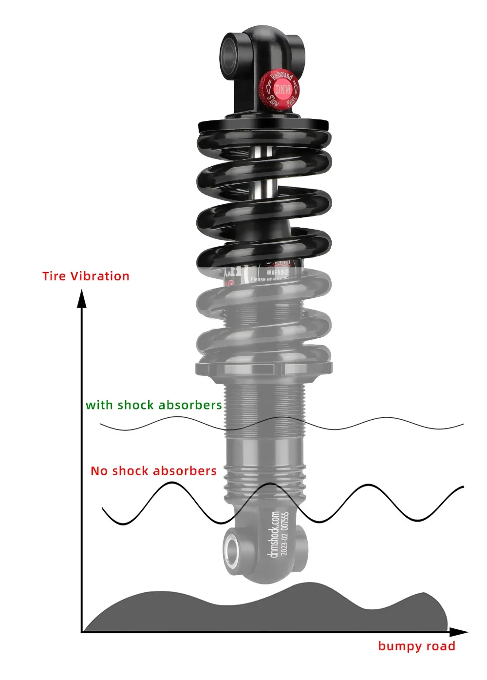 DNM Mountain Bike Rear Shock Absorber Spring Adjustable Suspension Downhill 125/150/165/190/200mm 550/750/850/1000lbs