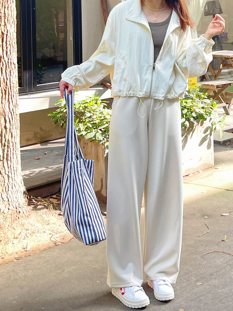 

Comfortable Soft Korean Sle Straight Leg Casual Pants Women's Loose Fit Long Trousers Casual Faion Sensation