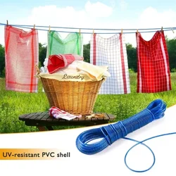 20M Steel Wire Washing Lines Wire Lines Long Rope Drying Clothes Hangers Thick Strong PVC Camping Outdoors Garden Clothesline