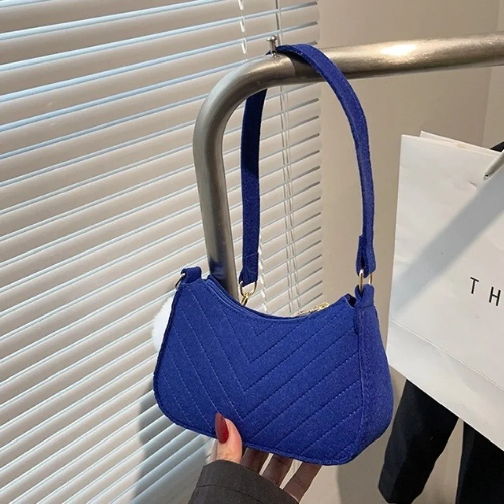 All-match Fashion Design Mini Shoulder Bag Trendy Simple Design Felt Underarm Bag Light Weight Casual Handbag Commute