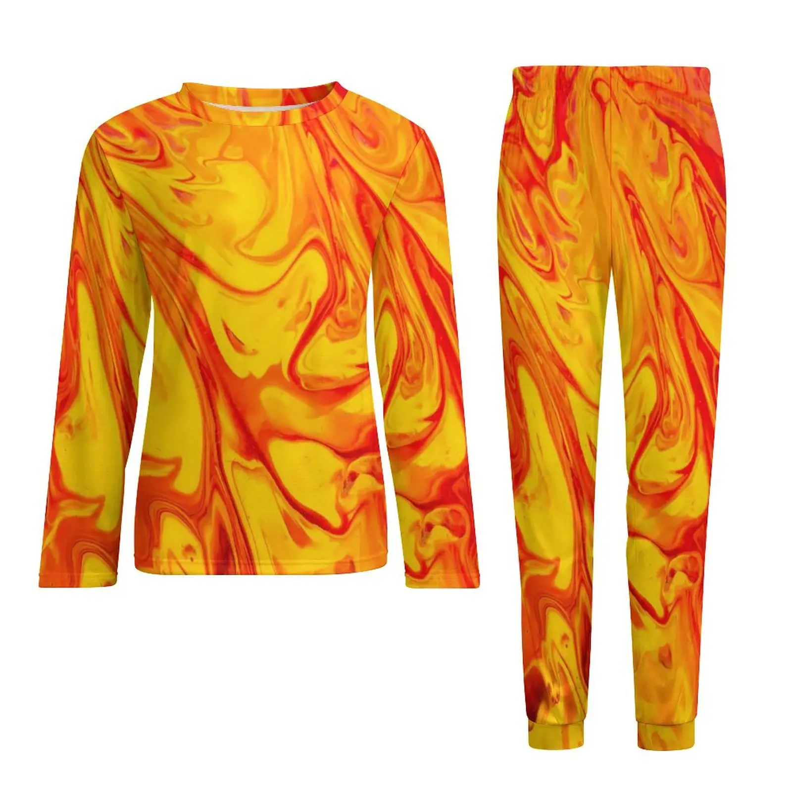 Splatter Print Pajamas Autumn 2 Pieces Marble Fire Romantic Pajama Sets Male Long Sleeve Night Graphic Sleepwear Big Size