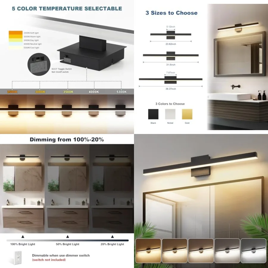 

Bathroom Light Fixture Over Mirror 5CCT Dimmable Vanity Lights Bar for Bathroom Modern Bath Vanity Light Led Bath Lamp ETL Cert