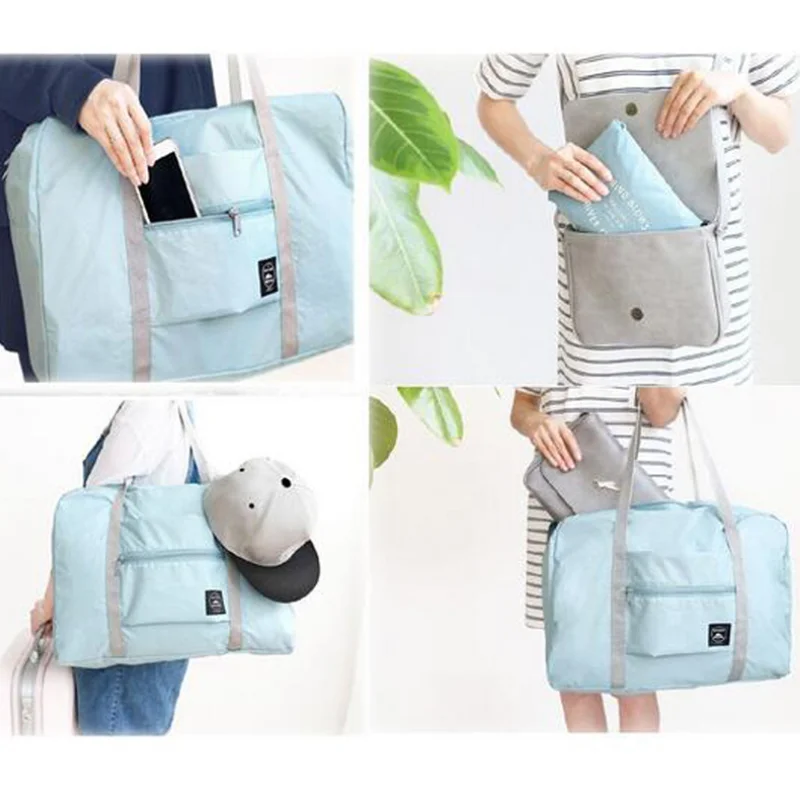 Bolso de viaje plegable de nailon para mujer, bolsa de equipaje de gran capacidad, resistente al agua