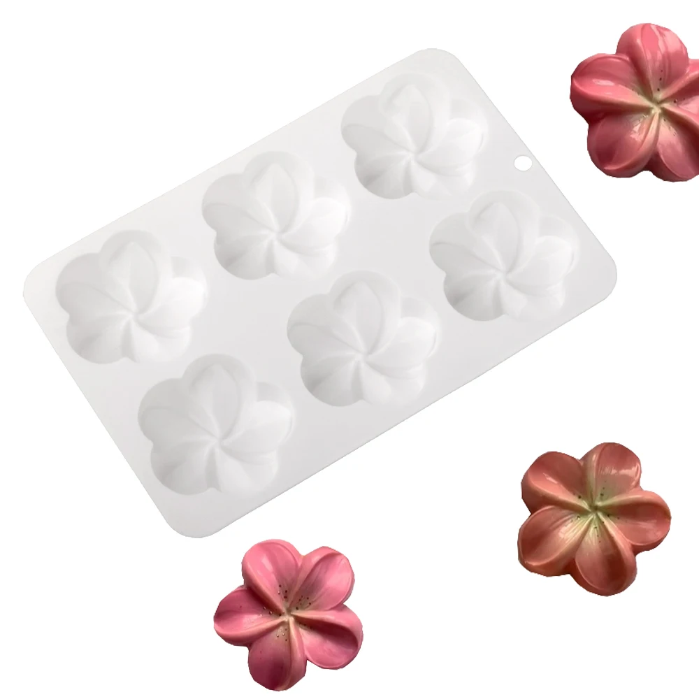 6-Cells Five Petal Flower Shaped Mousse Cake Baking Mold Silicone Cake Mould Chocolate Mold Biscuit Mold Kitchen Bakeware