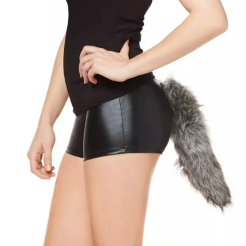 Men Women Faux Furs Foxes Wolf Ears Headband Tail Halloween Christmas Cosplay Accessories Furry Animal Ears Hair Hoop for Party