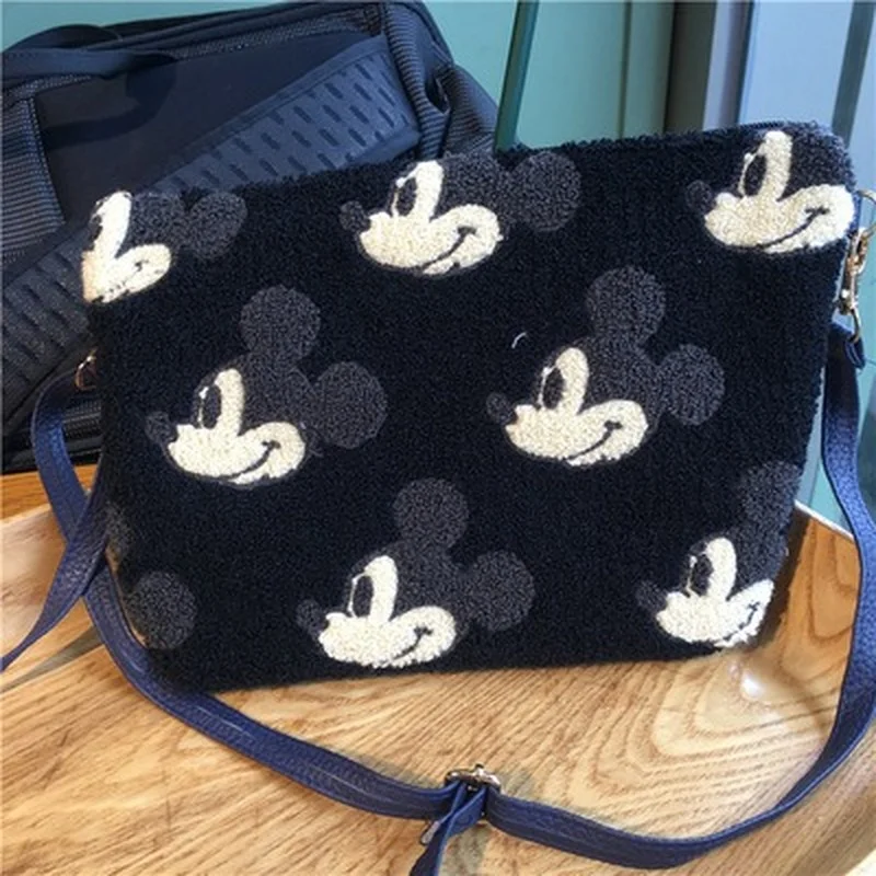 Disney Cartoon High Quality Ladies Handbag Character Pattern Series Plush Shoulder Bag Embroidery Mobile Phone Bag Fashion Trend