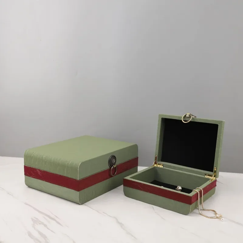 High Quality Geometric Metal Leather Storage Box, Room Desktop Decoration Ornaments, Dressing Table Jewelry Storage Box, Gifts