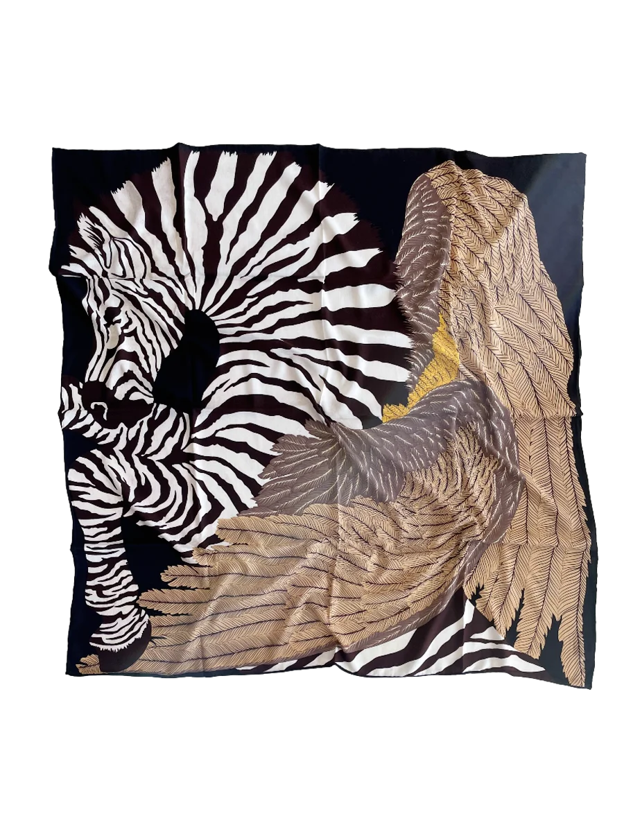 Zebra Cashmere Silk Scarf Women Brand Designer Winter Square Large Soft Shawl Hair Bag Accessories Gift Hand Rolled Edge 130