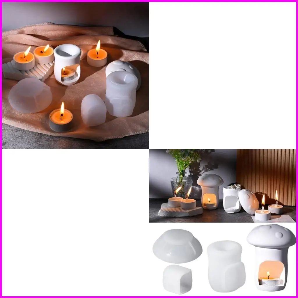 

Silicone Holder Mold for Home Decoration and Crafts Night Light Mould Hollow Mushroom Shaped Ornament Mould