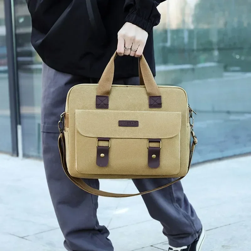 

Solid Wear Resistant Anti Scratch Canvas Multifunctional Area Laptop Bag 2024 Hot Sale New Style Classics Concise Briefcases