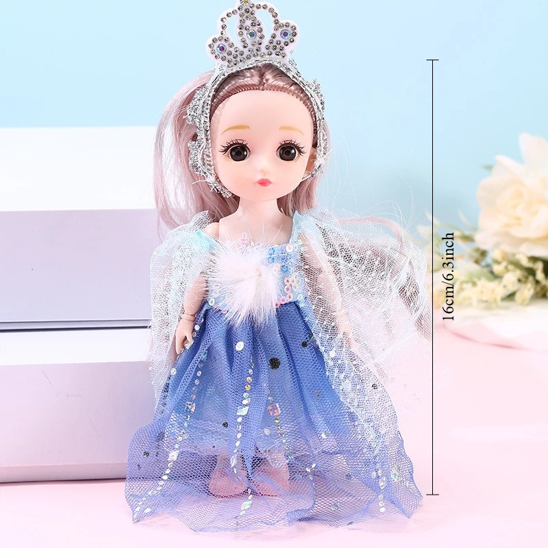 16 ซม.เด็กน่ารักแต่งตัวเจ้าหญิงตุ๊กตาตุ๊กตาBJD 1/12 พร้อมเสื้อผ้าและรองเท้าDIYเคลื่อนย้ายได้ 13 ข้อต่อแฟชั่นรูปตุ๊กตาสาวของขวัญ