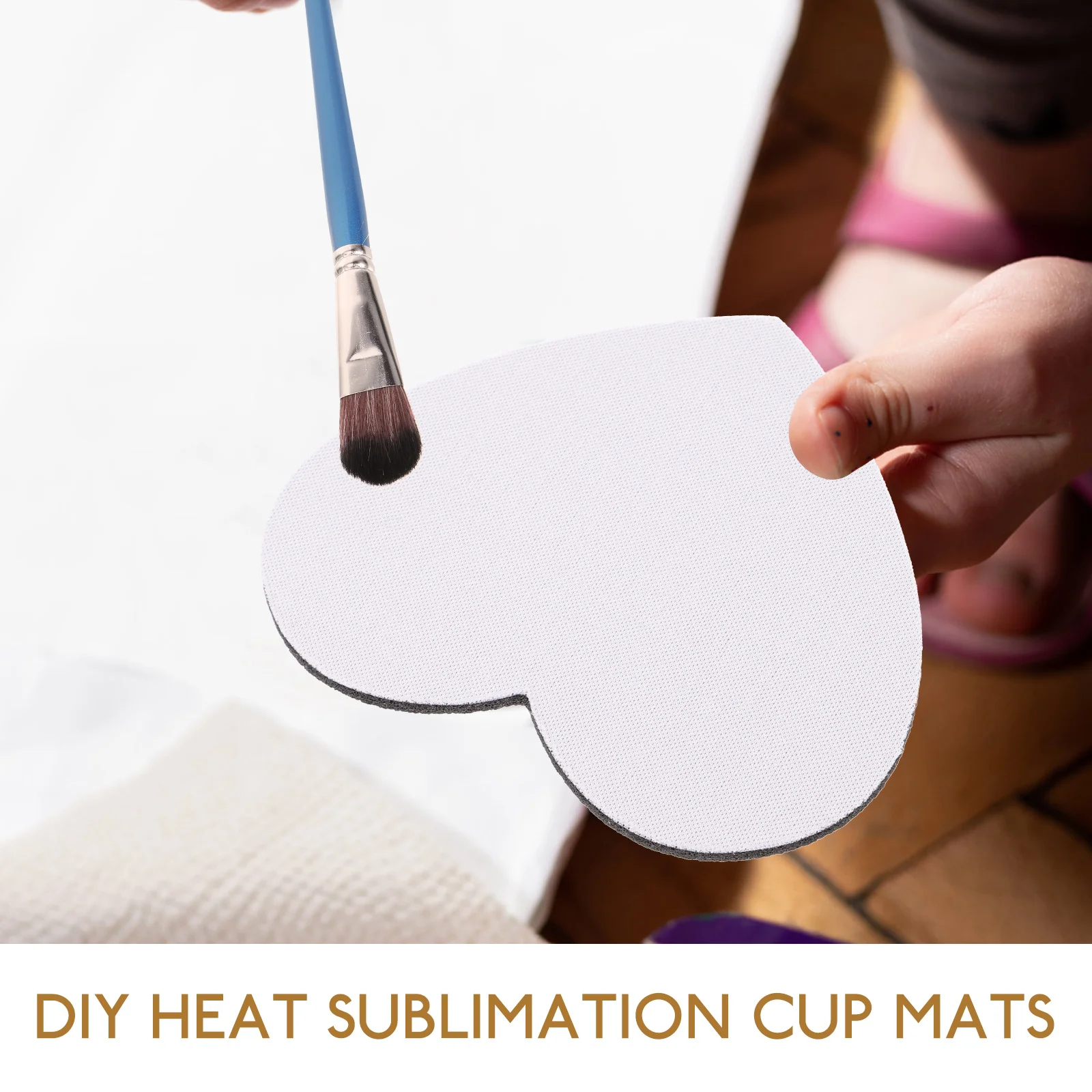 

10 Pcs Decorate Sublimation Coaster Decoration Heart Drinking Canvas Cup Cups Mats