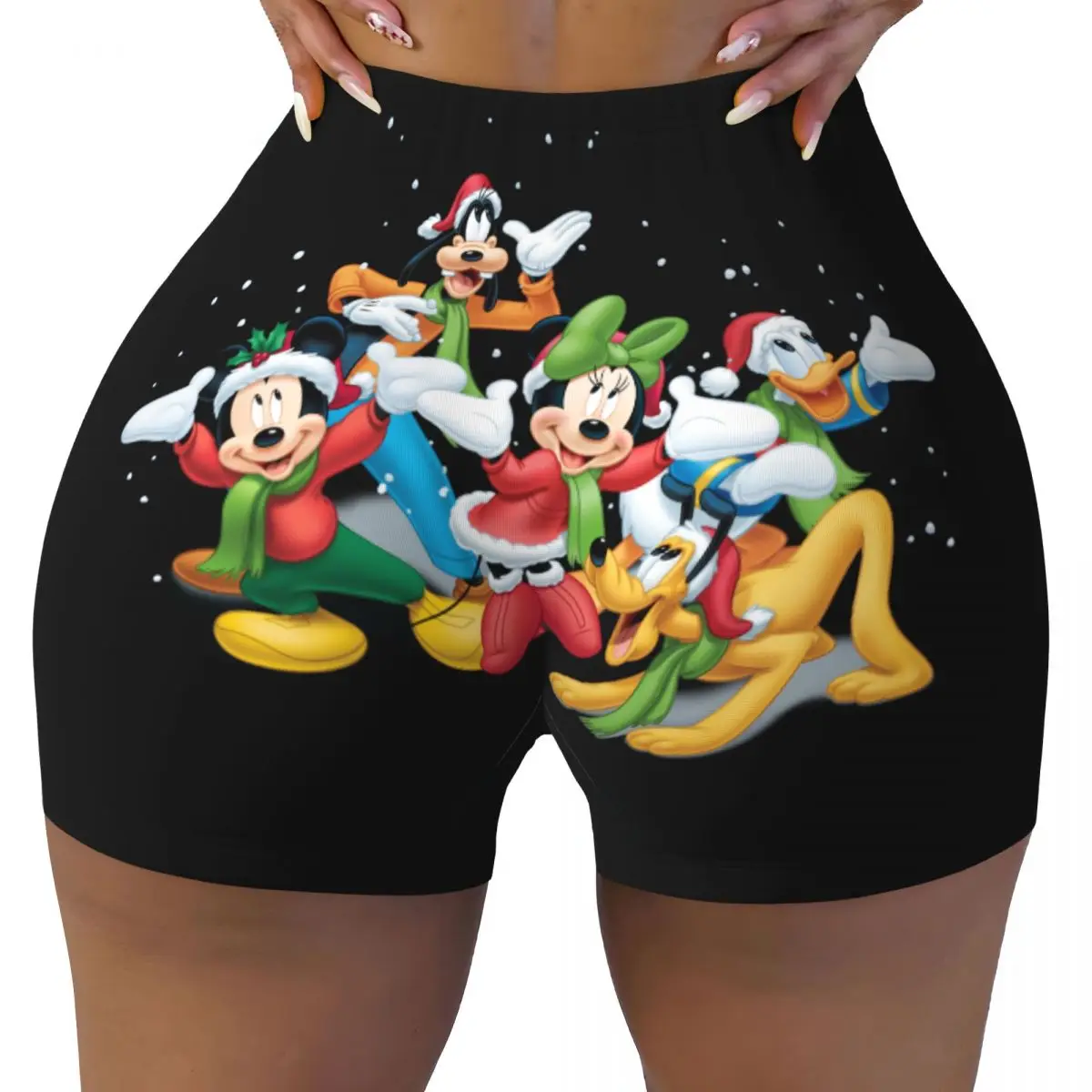 

Custom Minnie Anime Mickey Mouse Friends Cartoon Gym Volleyball Biker Shorts for Women Workout Yoga Shorts