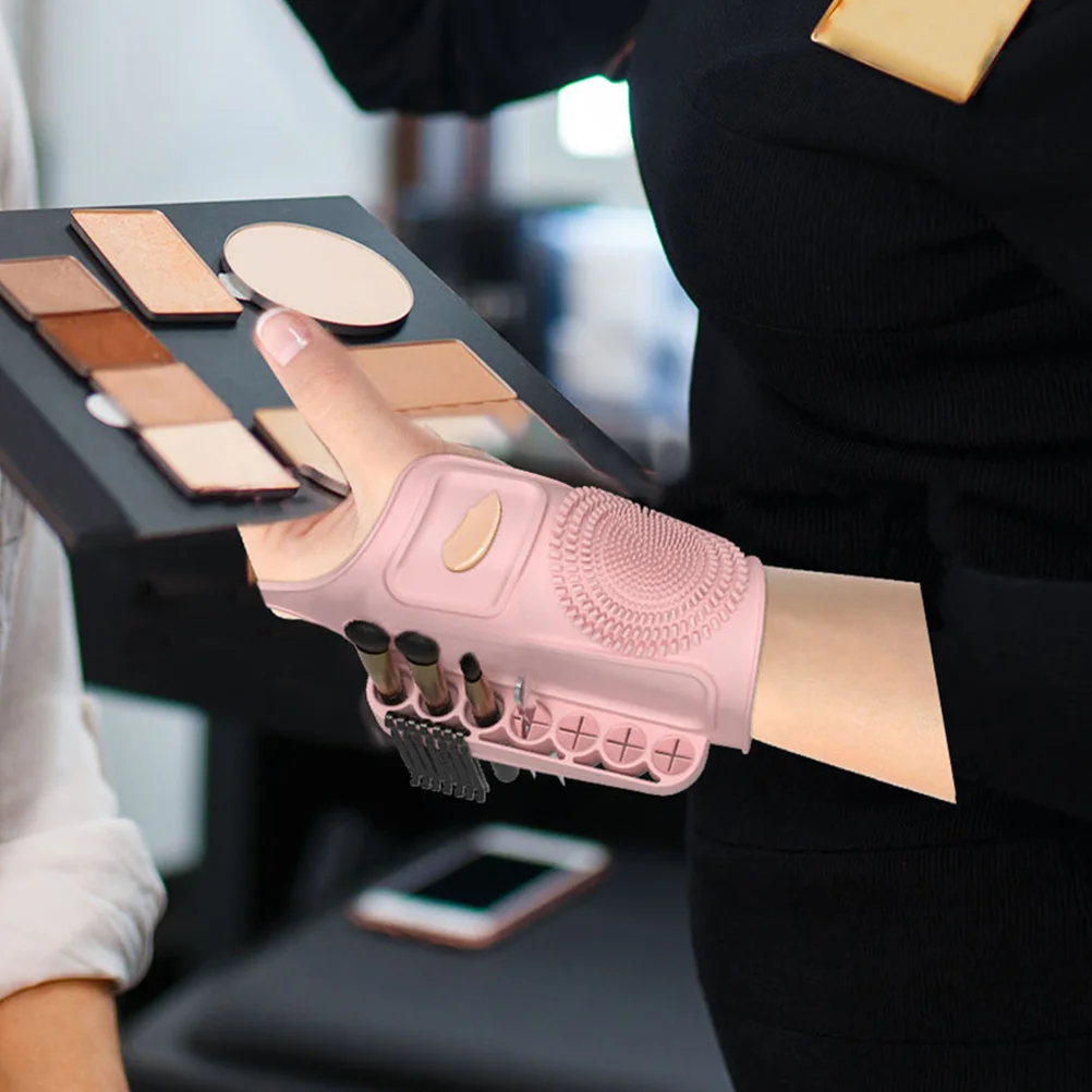 Muñequera de silicona para maquillaje, paleta de mezcla de maquillaje ajustable, bandeja de almacenamiento, paleta de base mezcladora, accesorios de herramientas de belleza