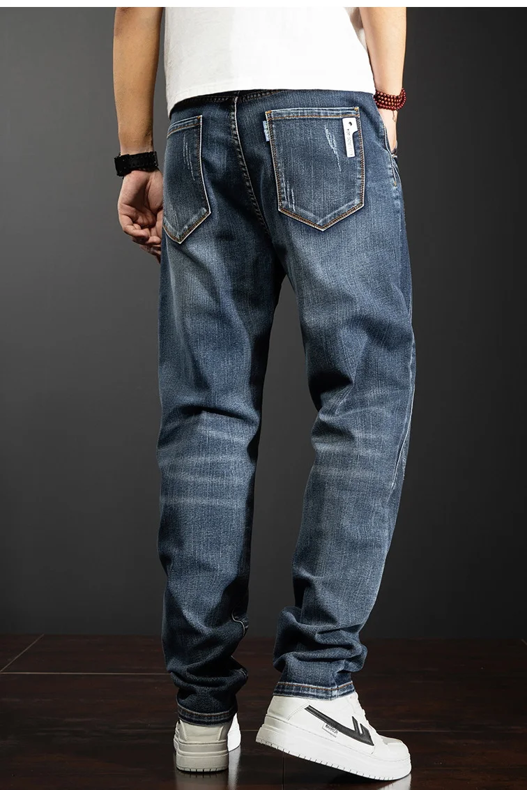 Men Jeans For Spring/Summer Thin Denim Trousers Breathable Straight Loose Elastic Harlan Pants Size 28-44