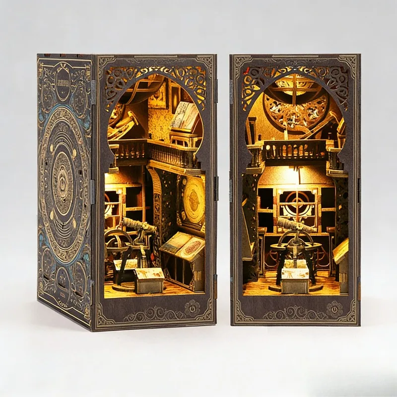 

3D-конструктор «Книжный уголок», деревянный пазл-вставка для книжной полки, миниатюрная модель дома, креативный держатель для книг, подарок для домашнего декора