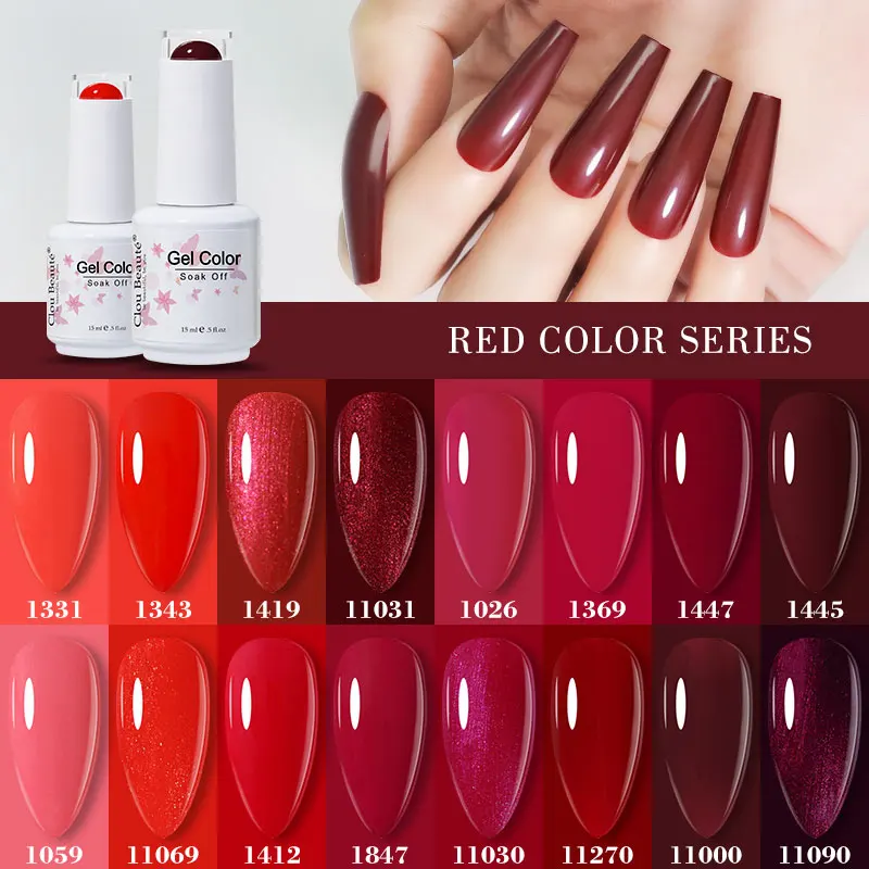Clou Beaute Red Series Gel Polish TPO FREE UV Gel Nail Primer Vernis Semi Permanent UV Varnish Hybrid Gelpolish 15ml Neon Gel
