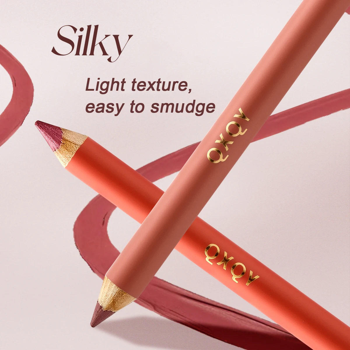 Dwugłowy, jedwabiście gładki, matowy naturalny róż i konturówka do ust Perłowy, łatwy do rozmazywania, długotrwały makijaż