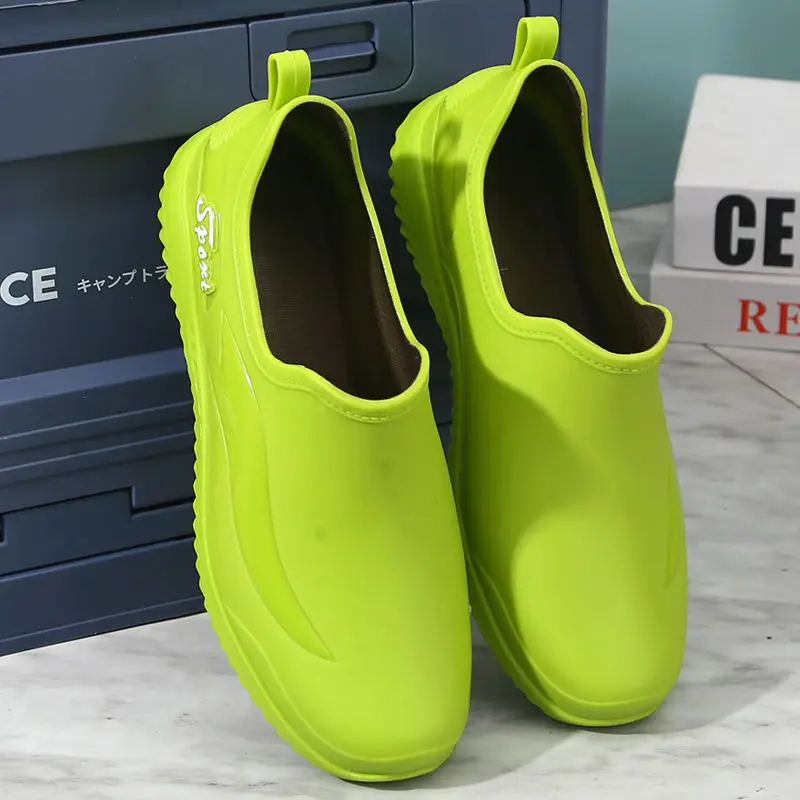 

Мягкие зеленые мужские резиновые сапоги для работы с низким берцем, уличная водонепроницаемая и нескользящая оригинальная резиновая мужская обувь для рыбалки на воде
