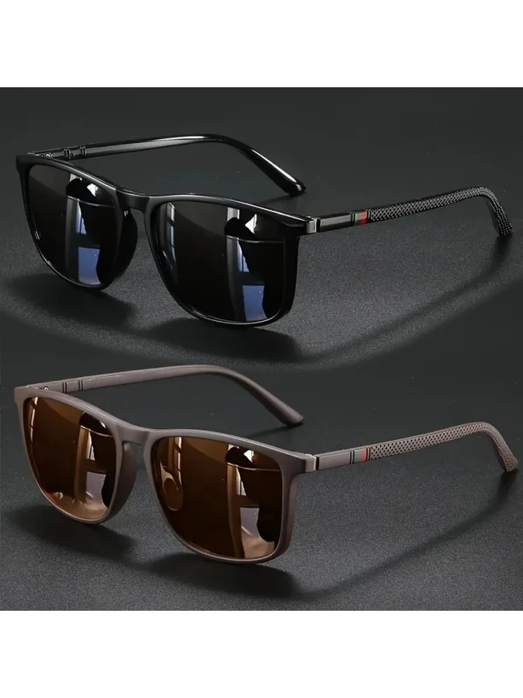 AliExpress mjyiwang MJYIWANG 2PCS Retro Square Futuristic Sunglasses Unisex Suitable For Driving Vacation Outdoor Cycling and Other Year-Round Gifts