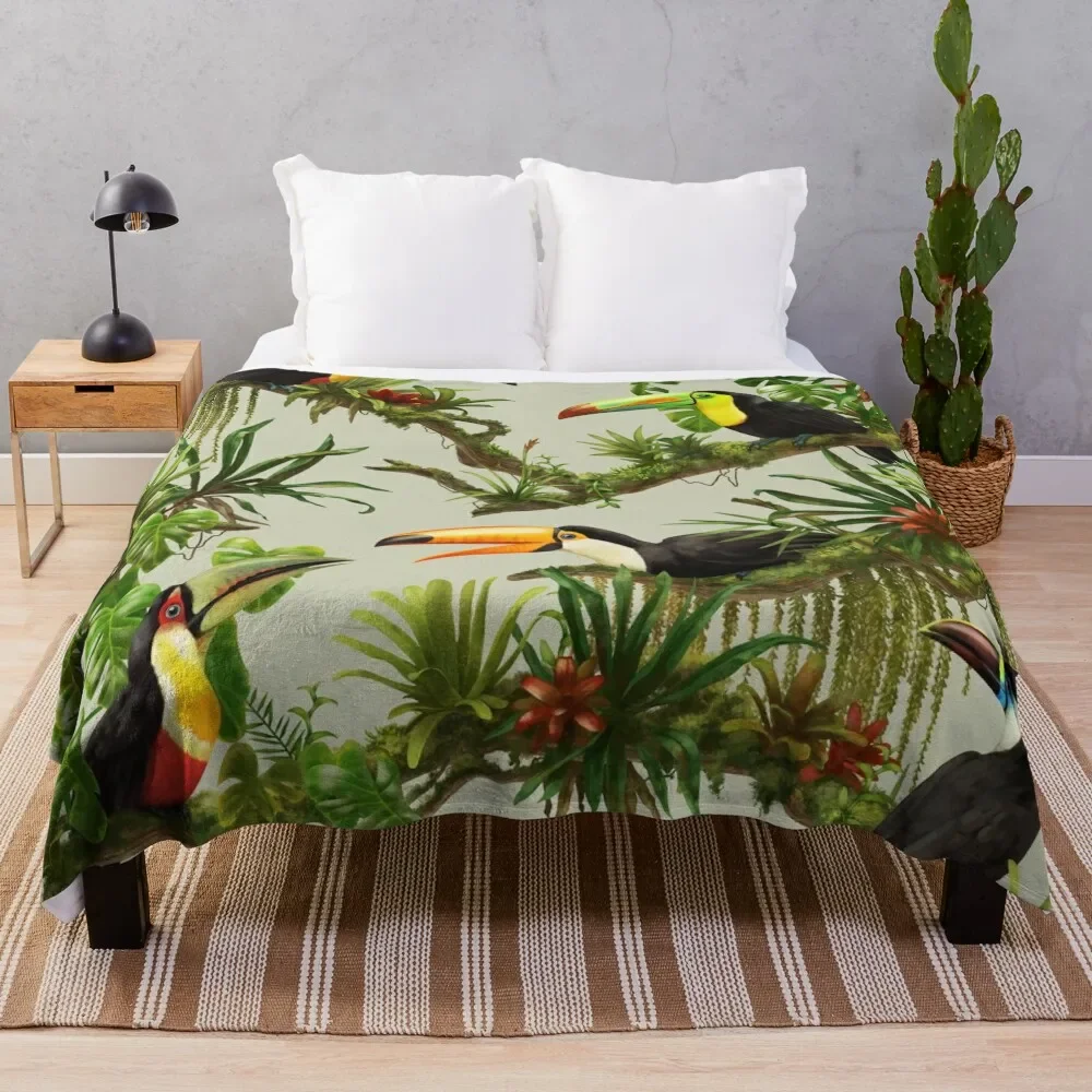 

Toucans and bromeliads - canvas background Throw Blanket Thermal Luxury Throw Summer Blankets