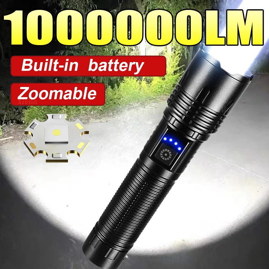 

Светодиодный мощный фонарик, перезаряжаемый многофункциональный портативный уличный домашний фонарик, аварийный походный фонарь с зумом