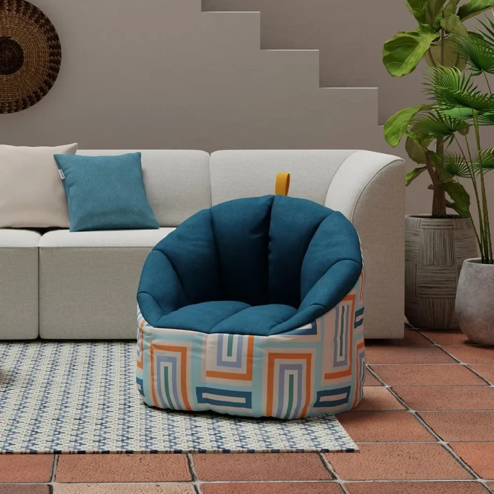 Fauteuil pouf résistant aux intempéries, canapé pouf d'extérieur de 2.5 pieds, blocs de verre de lac/radiateur entrelacés, tissu à degré UV