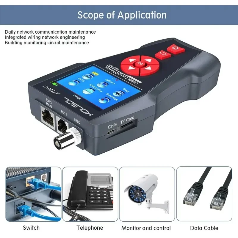 Noyafa NF-8601 New Design POE PING LCD Cable Length Test For RJ11 RJ45 BNC Network Cat 7 Cable Tester Wire Check