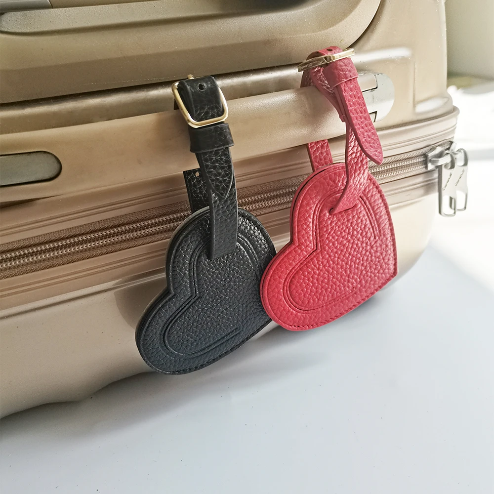 Gepäckanhänger mit individuellen Initialen für Reisen, echtes Leder, Herz, luxuriöses modisches Kofferetikett, Geschäftsreise, Adresse, Namenskartenhalter – Detail 7