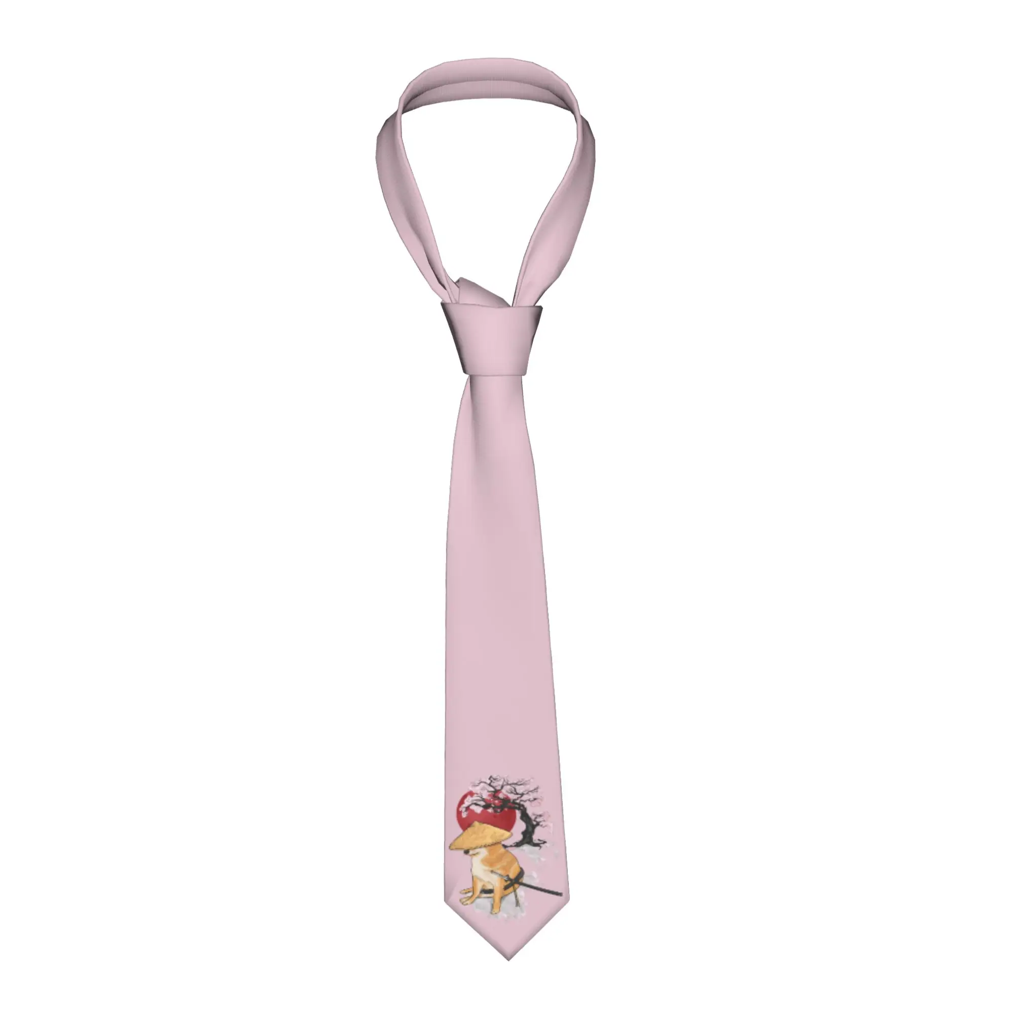 gravata-de-seda-formal-masculina-com-estampa-de-meme-samurai-japones-cheems-para-festas