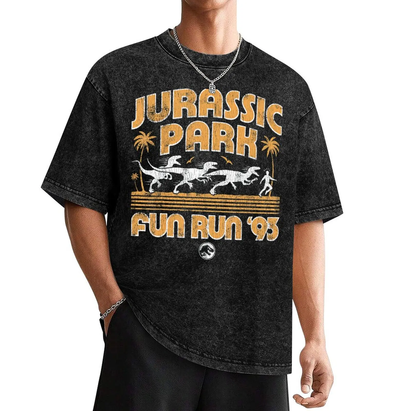 Jurassics Park Blue & Purple Fossil Logo Graphic T-Shirt customs cute tops t shirt men 100℅ cotton