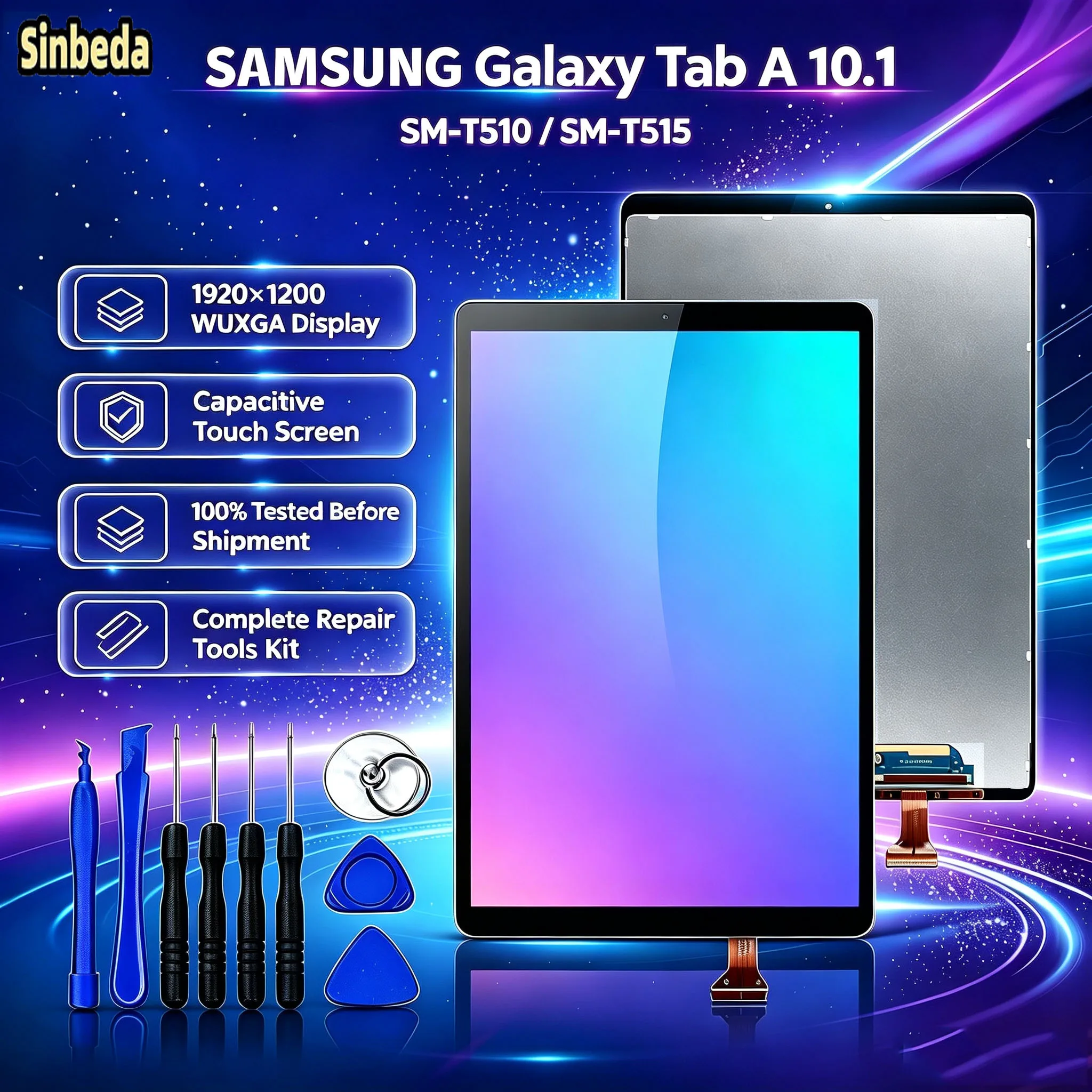 Replacement Lcd Display For Samsung Galaxy Tab A 10.1 2019 T510 T515 SM-T510 SM-T515 Touch Screen Digitizer Assembly With Tools